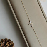 925 Silver Pav? Zircon Cross Bracelet Plated 14K Light Gift Jewelry