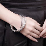 925 Silver Bracelet Women High Solid Bangle Jewelry
