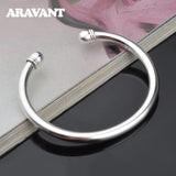925 Silver Double Bead Open Cuff Bracelet for Women