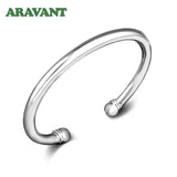 925 Silver Double Bead Open Cuff Bracelet for Women