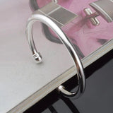 925 Silver Double Bead Open Cuff Bracelet for Women