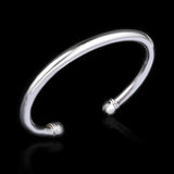 925 Silver Double Bead Open Cuff Bracelet for Women