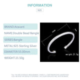 925 Silver Double Bead Open Cuff Bracelet for Women