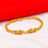 PIXIU Coin 24KT Bead Chain Bracelet