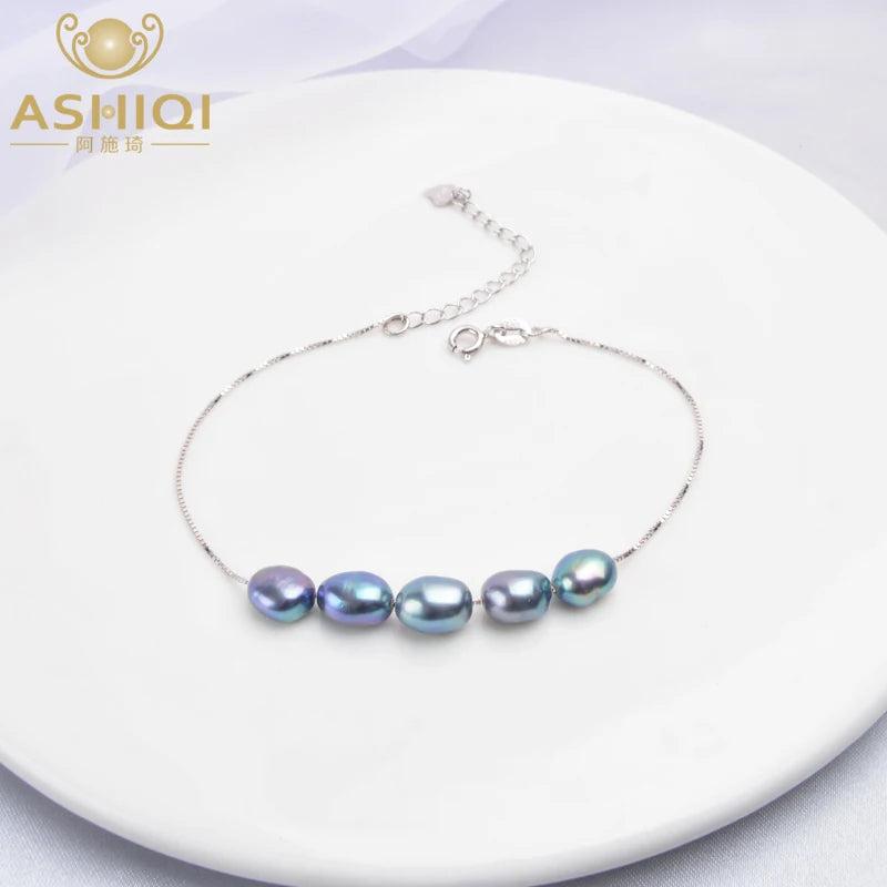 925 Silver Bracelet Baroque Jewelry Women Freshwater Pearl
