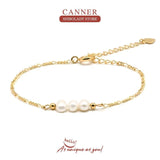 Initial Charm Pearl Bracelet Silver 925 Sterling Women Fine Jewelry