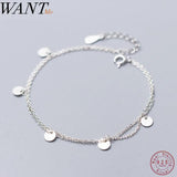 925 Silver Double Disc Chain Bracelet for Women