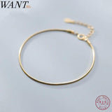 Golden Snake Bone Chain Charm Bracelet 925 Sterling Silver