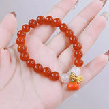 Lucky Fruit Red Agate Beaded Bracelet for Women YBR753