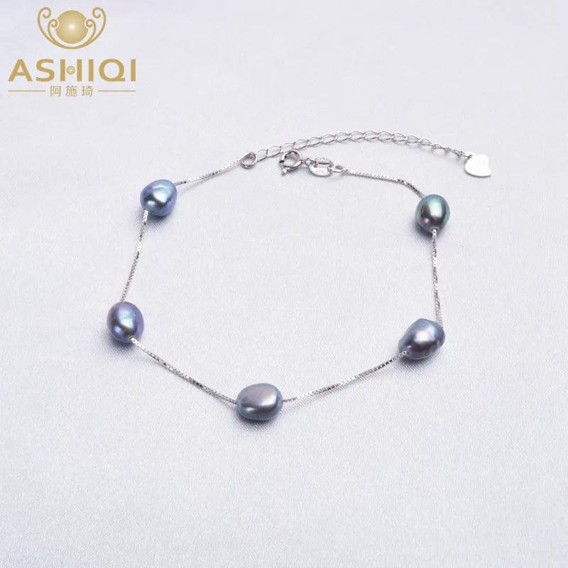 925 Silver Baroque Pearl Bracelet Freshwater 6-7mm