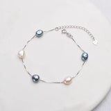 925 Silver Baroque Pearl Bracelet Freshwater 6-7mm