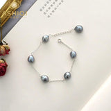 Baroque Freshwater Pearl Bracelet 925 Sterling Silver Chain for Women