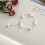 Baroque Freshwater Pearl Bracelet 925 Sterling Silver Chain for Women