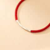 925 Silver Bracelet Women Red Rope Thread Bracelet Silver 925