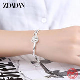 925 Silver Rose Charm Bracelet Chain Women Adjustable Bangle