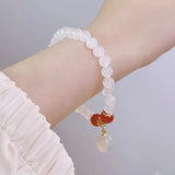 6mm Red Agate Beaded Strand Bracelet Natural Chalcedony Fine Jewelry