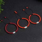 Ruifan 6mm Red Cinnabar Hetian Jade Bracelet YBR798