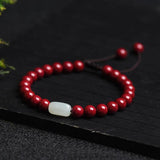 Ruifan 6mm Red Cinnabar Hetian Jade Bracelet YBR798