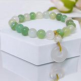 Round Green Agate Beaded Bracelet - YBR745