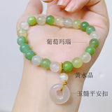 Round Green Agate Beaded Bracelet - YBR745