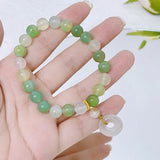 Round Green Agate Beaded Bracelet - YBR745