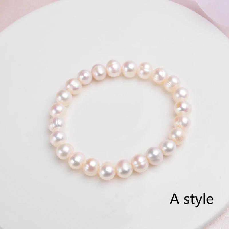 Natural Freshwater Pearl Bracelets Bangles for Women with Classic Jewelry Gift