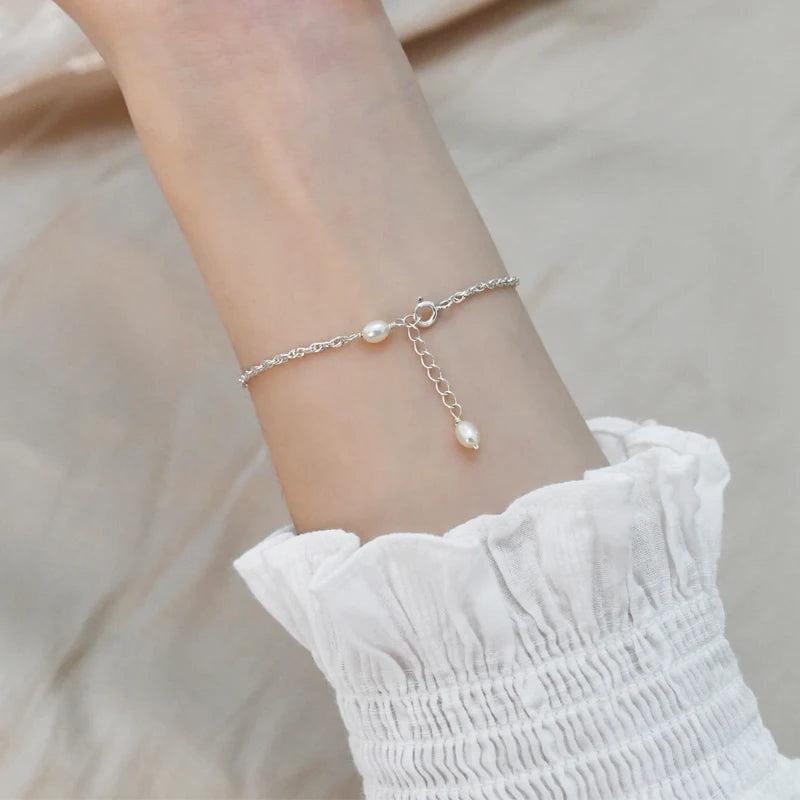 Freshwater Pearl Stacking Bracelet 925 Silver Jewelry Women