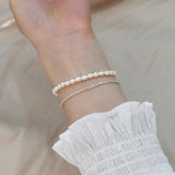 Freshwater Pearl Stacking Bracelet 925 Silver Jewelry Women