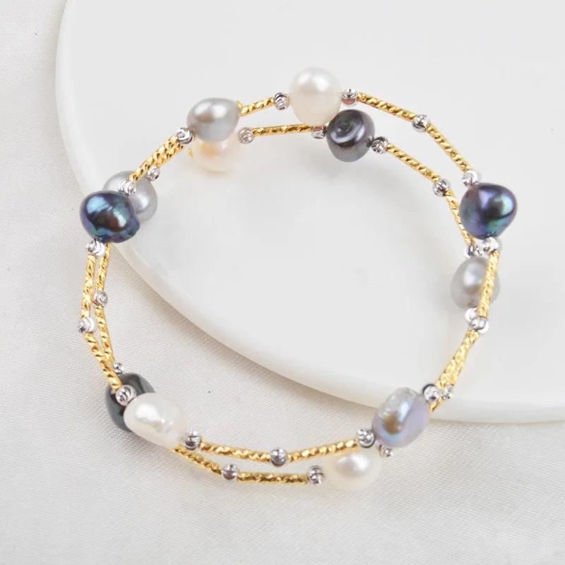 Baroque Pearl Bracelet, Natural Freshwater, Women Gift
