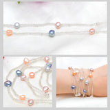 Freshwater Baroque Pearl Bracelet 925 Silver Clasp Crystal Beads