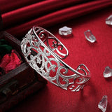 925 Silver Branch Bracelet Hollow Bangle Women Gift Fine Jewelry