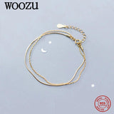 925 Silver Double Layer Snake Bone Chain Bracelet Women Charm Jewelry