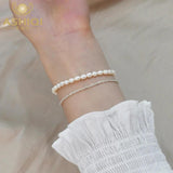 Freshwater Pearl Stacking Bracelet 925 Silver Women's Jewelry
