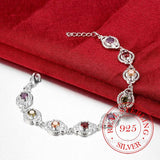 Colorful Zirconia Bracelet 925 Silver Extender Lady Bangle