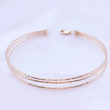 Rose 14K Gold Three-Layer Charm Bracelet for Women