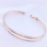 Rose 14K Gold Three-Layer Charm Bracelet for Women