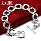 925 Silver Square Circle Chain Bracelet Wedding Jewelry