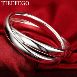 925 Sterling Silver Double Big Ring Bangle Bracelet
