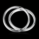 925 Sterling Silver Double Big Ring Bangle Bracelet