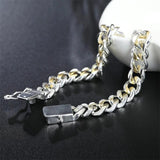 925 Silver 10mm Chain Wedding Bracelet Charm Gift