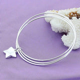 925 Silver 3 Circle Star Bangle Bracelet Wedding Engagement