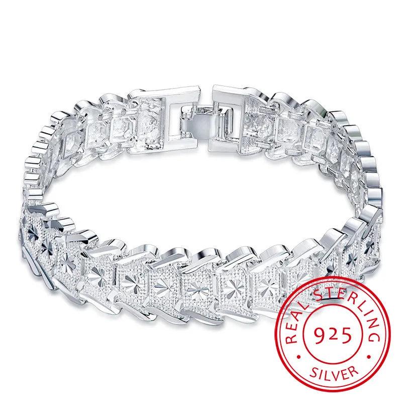 925 Silver Snowflake Bracelet Chunky Big Chain Bracelets For Men