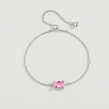 Pink Baguette Diamond Bracelet Crystal Silver Jewelry