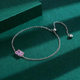 Pink Baguette Diamond Bracelet Crystal Silver Jewelry