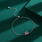Pink Baguette Diamond Bracelet Crystal Silver Jewelry