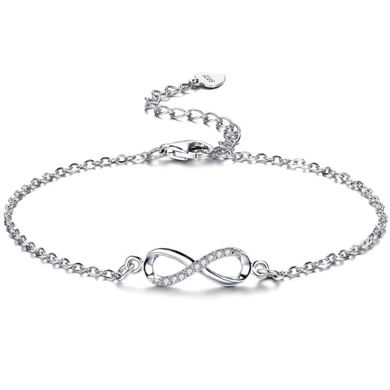 925 Silver Infinity Bracelet Zircon 8 Word, Gift