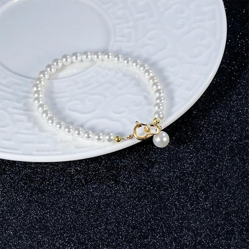 Round Pearl 925 Sterling Silver Bracelet Party Wedding Jewelry For Women