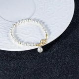 Round Pearl 925 Sterling Silver Bracelet Party Wedding Jewelry For Women