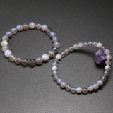 Natural Gray Agates Beads Bracelet for Men
