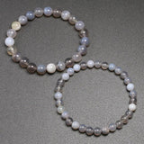 Natural Gray Agates Beads Bracelet for Men